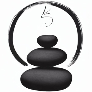 logo - 3 piled stones with enso